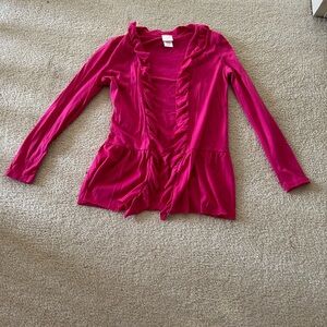 Dark raspberry pink Ruffled Long Sleeve sweater for girls size medium M 7/8